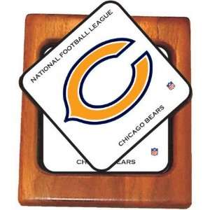  Chicago Bears Full Color Coaster Set with Alder Wood 