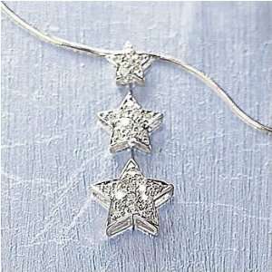   White Gold Diamond Cut Snake Necklace With Three Diamond Star Jewelry