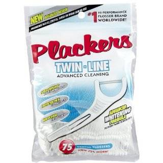  Plackers Twin Line Whitening Floss Picks 75 ct (Pack of 6 