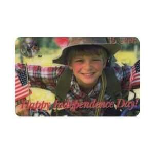 Collectible Phone Card 15u Happy Independence Day Boy Riding With 