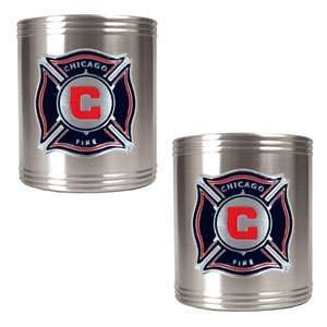 Chicago Fire MLS 2pc Stainless Steel Can Holder Set   Primary Team 