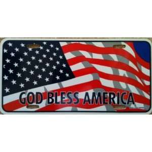 Patriotic God Bless America License Plate Cover American Flag USA Red 