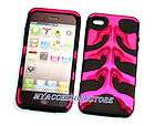   iPhone 4 4G Pink Fish Bone Impact Armor Hybrid Cell Phone Case Cover