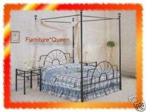 BLACK Metal Sunburst CANOPY BED Full Size (BED) Frame  