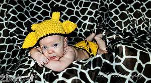 BABY GIRAFFE HAT N DIAPER COVER CROCHET photo prop ♥  