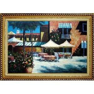  Table Sets in a Tropical Resort Oil Painting, with Linen 