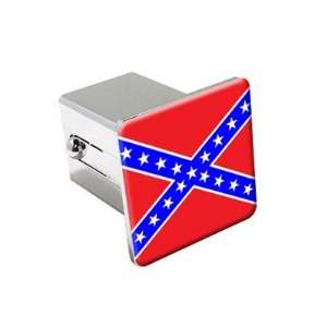  Rebel Confederate Flag   Chrome 2 Tow Trailer Hitch Cover 