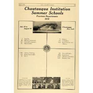  1916 Ad Chautauqua Institution Summer Schools & Staff 