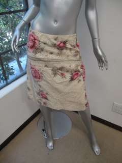 Marni Beige/Pink Floral A Line Knee Length Skirt 42  
