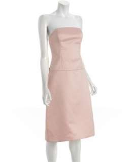 Amsale pink satin strapless dress   