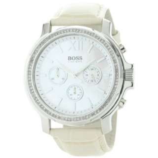 Hugo Boss Womens 1502216 H5012 Chronograph Silver Dial Beige Leather 