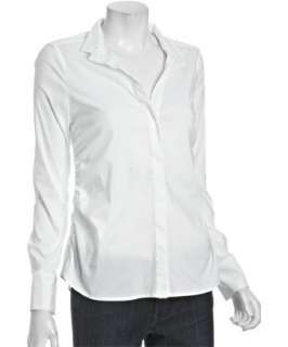 BCBGMAXAZRIA white cotton ruched button down blouse   up to 70 