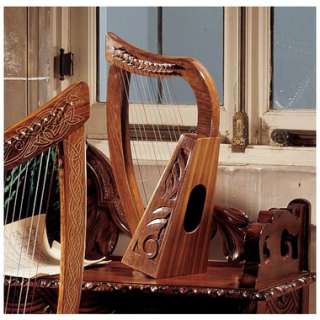   Rosewood Tara Harp instrument Medieval Music European Design Toscano