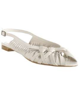 Christian Dior off white strappy peep toe flats   