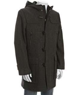 Cole Haan charcoal wool cotton hooded duffle coat   