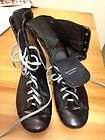 Men Women Boxing boots shoes Black Leather Vintage Wrestling size 8 