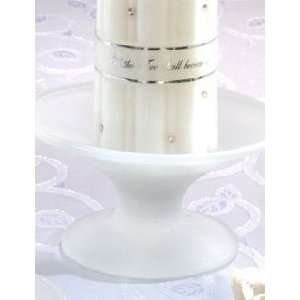  Frosted White Glass Pillar Candle Holder