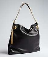 Gucci black leather chain tassel ?1970? hobo bag style# 319693601