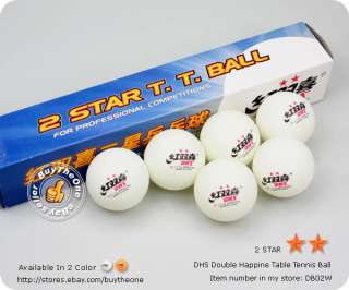 6pc DHS Double Happine 2 Star Table Tennis Balls Orange  