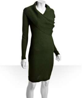 CeCe loden wool cashmere envelope shawl collar sweater dress   