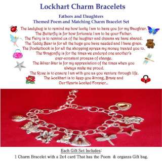 Father Daughter Theme Poem Charm Bracelet Set 2x4 card  