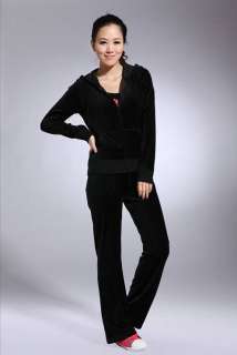 NWT Korean Women Velvet Hoodie Sweater jacket Pant Suit 6 Colors 4 