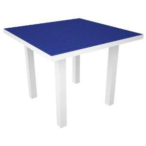  Polywood Euro 36 Square Dining Table in White / Pacific 