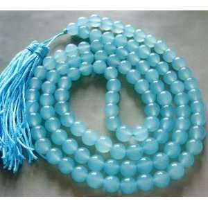  Tibet Buddhist 108 Cyan Jade Beads Prayer Mala Necklace 