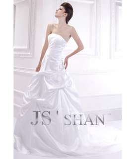 SALE White A Line Layered Strapless Satin Bridal Gown Wedding Dress 