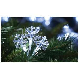  White Battery Operated 20 Snowflake LED Lights, Clear White Lights