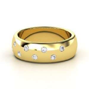  Evening Stars Band, 14K Yellow Gold Ring with White 