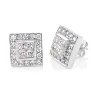  Mens Hip Hop Iced Out CZ Stud Earrings Sterling Silver 