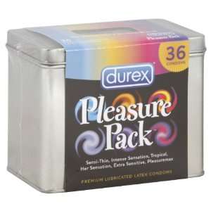  Durex   Pleasure Pack Latex Condom Tin, 36 Count Health 