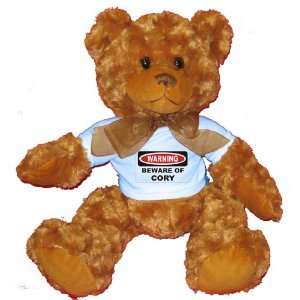   Beware of Cory Plush Teddy Bear with BLUE T Shirt Toys & Games