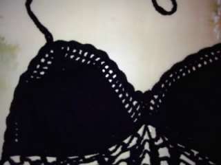 Handmade Cover Swimsuit Bikini Crochet Hippie style Black / S , M 