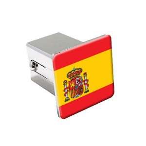 Spain Flag   Chrome 2 Tow Trailer Hitch Cover Plug