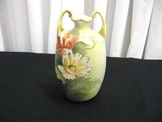 Fantastic 7 Tall Hand Painted Nippon Two Handle Vase  