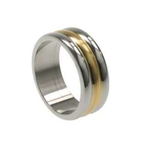 316L Stainless Steel anodized in gold color   Width 8mm (Size 9)stone 