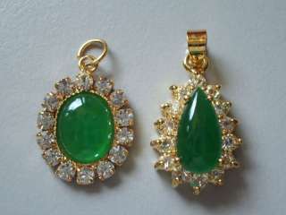 Emerald Oval or Teardrop Jade Swarovski Crystal Pendant  
