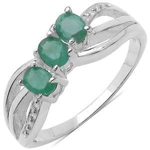 0.50 Carat Genuine Emerald Sterling Silver Ring Jewelry