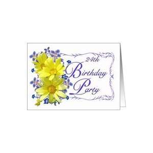  24th Birthday Party Invitations Yellow Daisy Bouquet Card 
