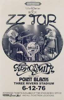 ZZ Top with Aerosmith 1976 Concert Three Rivers Stadium A to Z Poster 