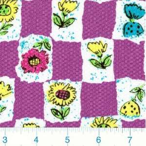  45 Wide Flower Block Pique Purple Fabric By The Yard 