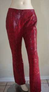 margaret m. RED LEATHER PYTHON REPTILE PRINT PANTS SIZE 8  