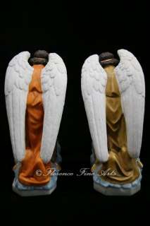 Large Pair of Kneeling Angels Statue Figurine Sculpture Made in Italy 