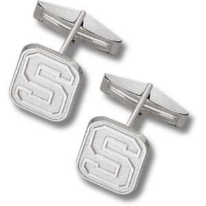  Sterling Silver MICHIGAN STATE BLOCK S OVAL CUFF LINKS 