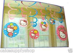 HELLO KITTY SWIRL CUTOUT HANGING CELLING BIRTHDAY PARTY SUPPLIES 