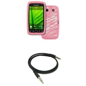 EMPIRE BlackBerry Torch 9860 9850 Pink with White Zebra Stripes Design 