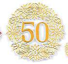 Floral Picks HAPPY 50th ANNIVERSARY White & Gold Pk/12