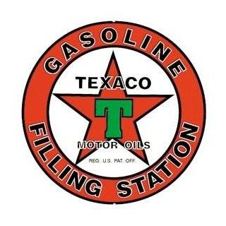 Texaco Gasoline Filling Station Round Retro Vintage Tin Sign